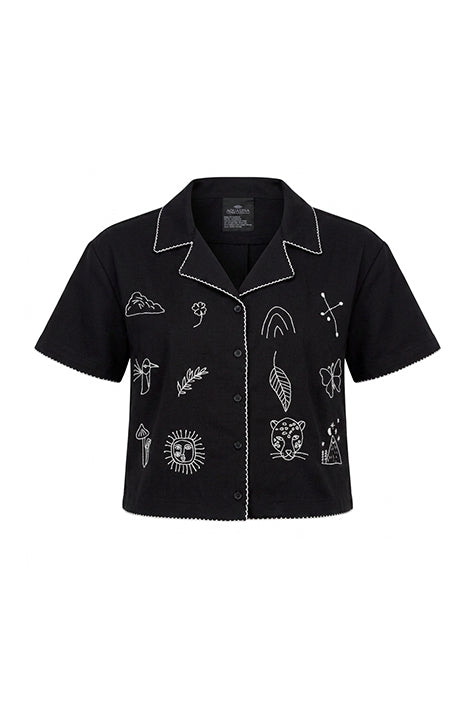 BLACK ARMINDA CROP SHIRT