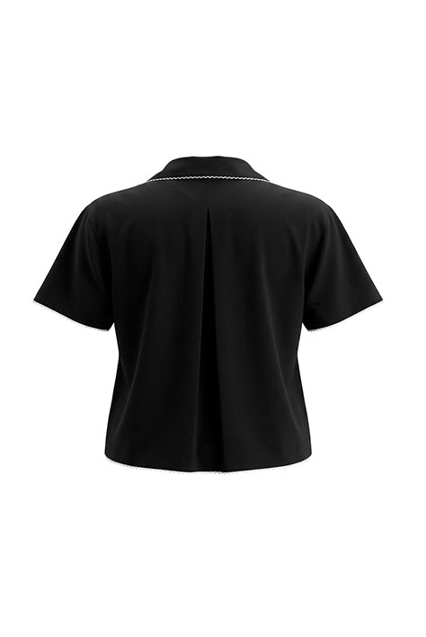 BLACK ARMINDA CROP SHIRT