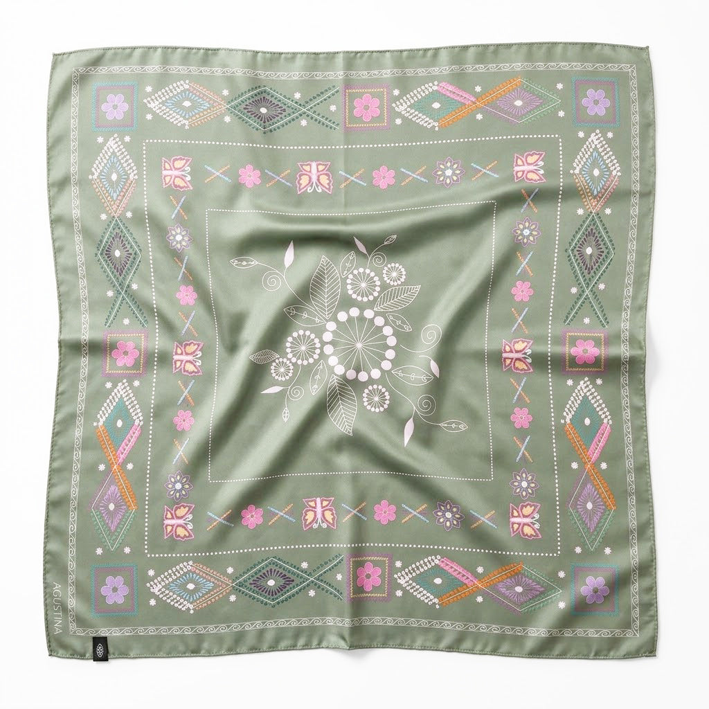 SQUARE SCARF " GREEN TINTA"