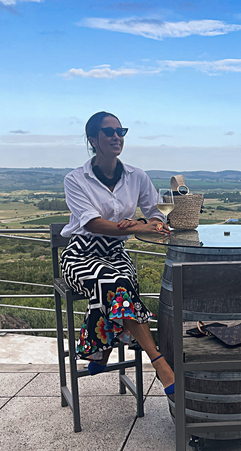 AGUSTINA - FALDA GODET TRADICIONAL DE SATÉN ESTAMPADA